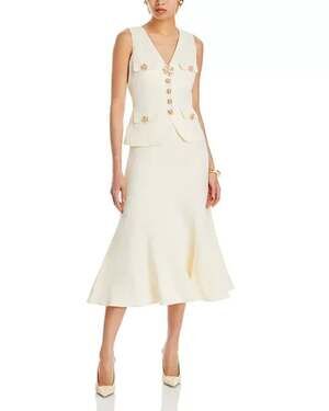 Self-Portrait Cream Linen Midi Dress size 2 MISSING 2 buttons 
No other defects